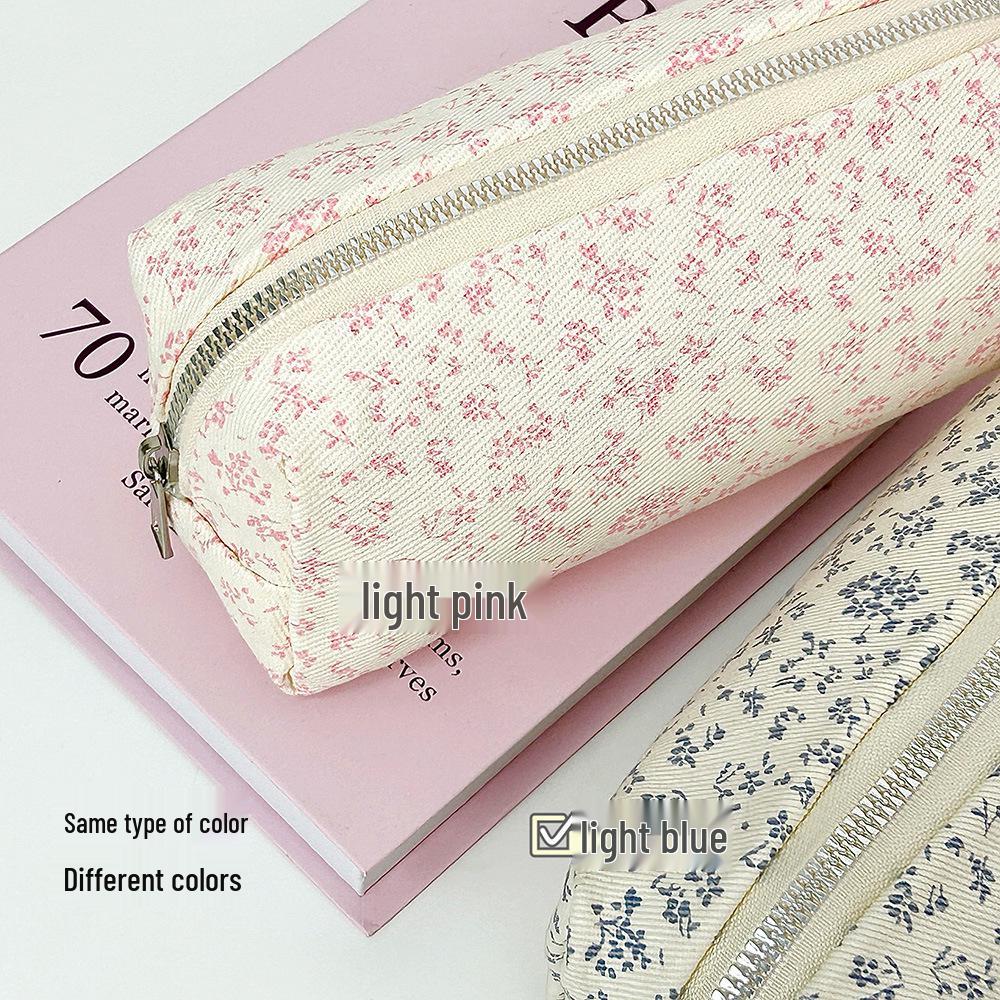Floral Fresh Pencil Case, INS Style, High Aesthetic Value, Large Capacity, Girlish Design, Single-Layer Stationery Storage Bag for Students.