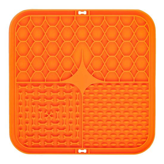 

Квадратный силиконовый коврик для вылизывания собакой с присоской, для снятия тревожности, коврик для еды питомца, противоскользящая миска для медленного кормления, коврик для вылизывания арахисового масла, развивающая игрушка S оранжевый