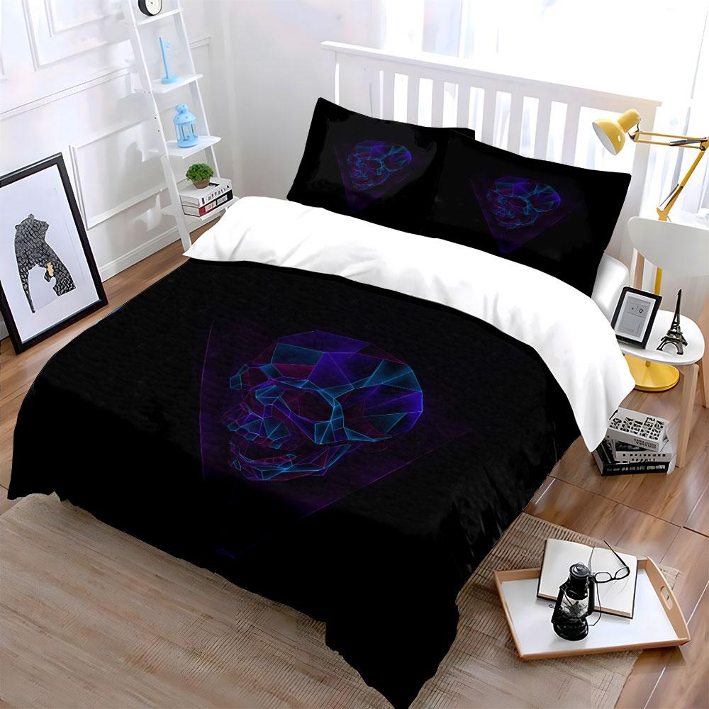 Geometric Skull Art Decor Set Soft Comfortable Duvet Cover Bedding Set Included 1*Duvet Cover & 2*Pillowcases, Gift