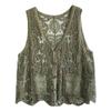 Bohemian Cotton Lace Cardigan Vest with Pockets and V-Neck