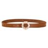 Ladies Belt With Crystal Diamond Square Buckle Decorative Belt Women'S Leather Smooth Buckle Belt