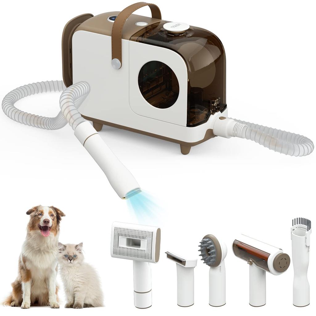 SFUN Pet Grooming 6 In 1 Multifunctional Pet Vacuum Low Three Levels of Suction Pet Grooming Dog Universal for Dogs and Cats Set, Cleaner, Noise,