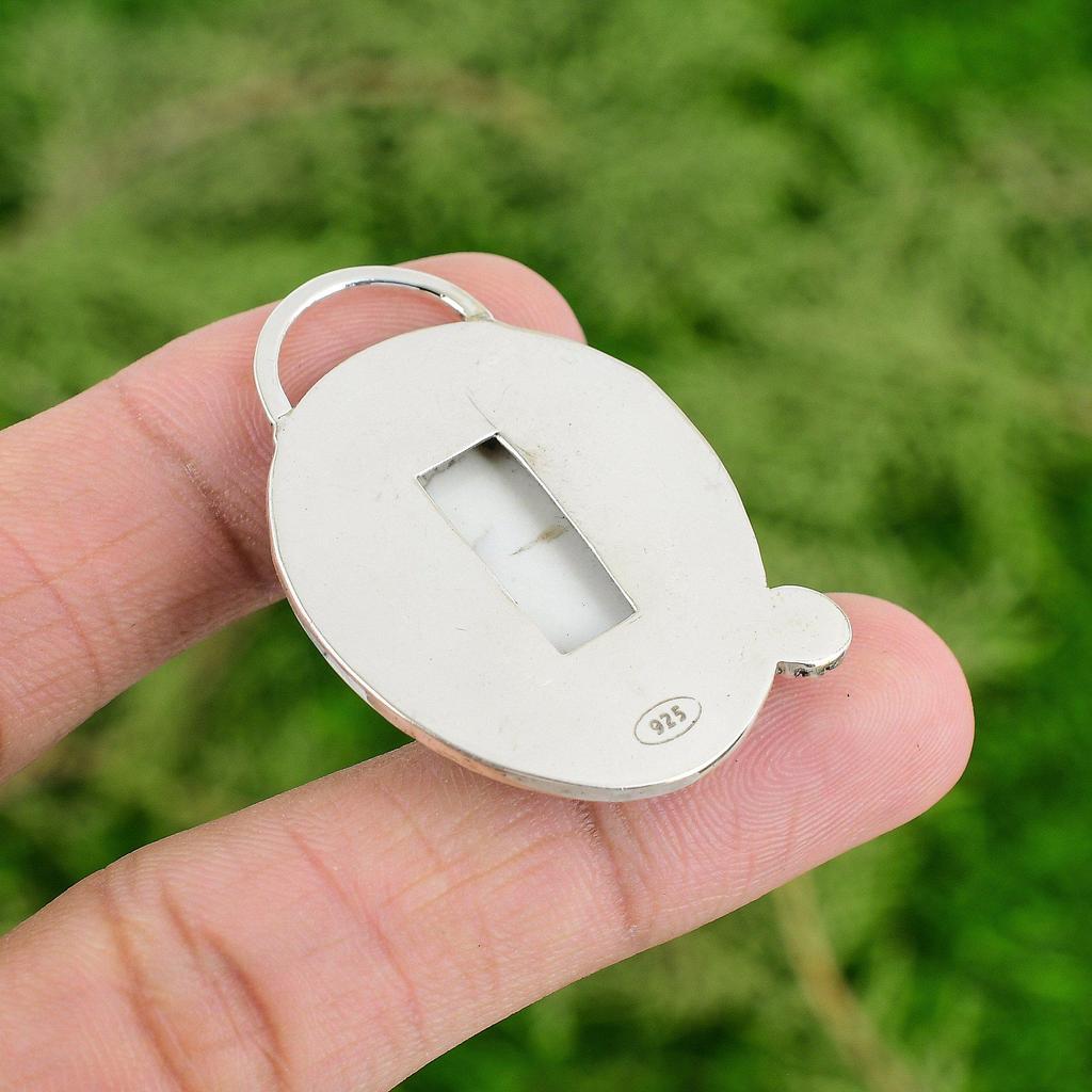 Daughters Day Deal 925 Sterling Silver Radiant Howlite Stone Wife Unique Pendant