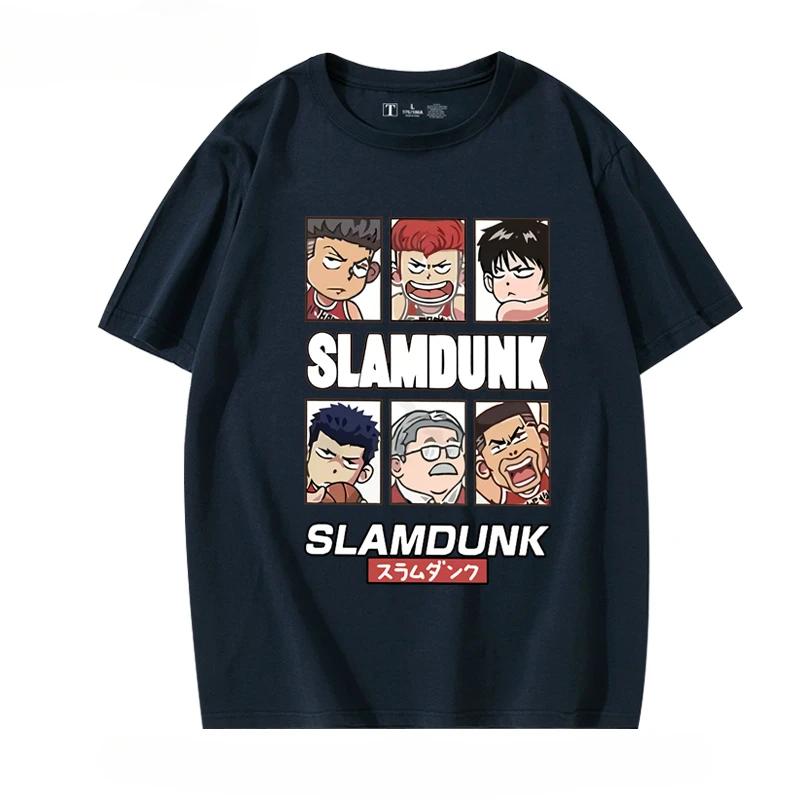 Summer men's cartoon Q-version Slam Dunk character short-sleeved T-shirt, casual 100% pure cotton short-sleeved top