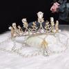 Baroque Gold Wedding Crown Pearl Bride Tiara Leaves Crown and Tiara Crystal Bridal Headpieces for Women and Young Girls