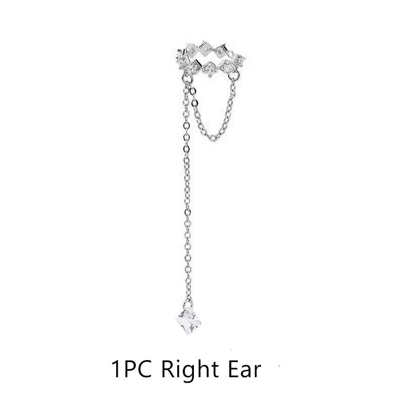 Long Chain Irregular Line Earclip Without Hole Earring for Women Simple Fake Piercing Earcuff Ear Accessories Zircon Party Gift