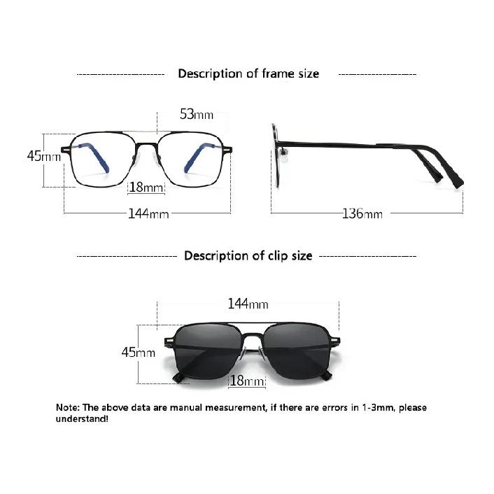 New Design 3 In 1 Magnetic Clip On Glasses High Quality Polarized Sunglasses Men Women Anti-Glare Eyewear Gafas De Sol