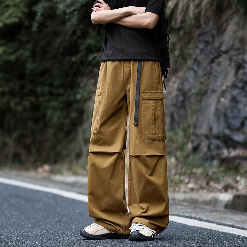 Cotton Cargo Pants Men High Street Loose Fit Jogger Trousers Casual Spring Autumn