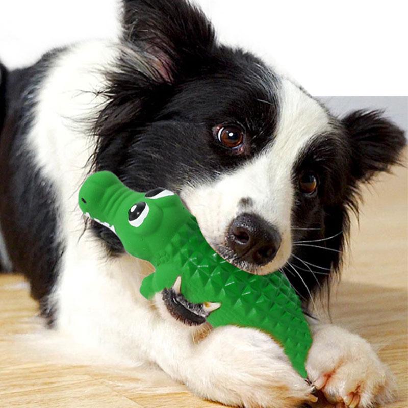 1pc Dog Chew Toy Latex Crocodile Pet Squeaky Toys For Small Medium Dogs Interactive Teeth Cleaning Dog Sounding Toy Pet Supplies
