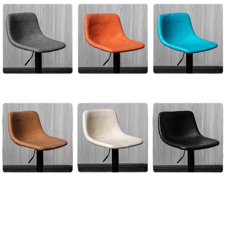 Modern Minimalist Luxury Swivel Bar Stool with Backrest and High Wrought Iron Legs