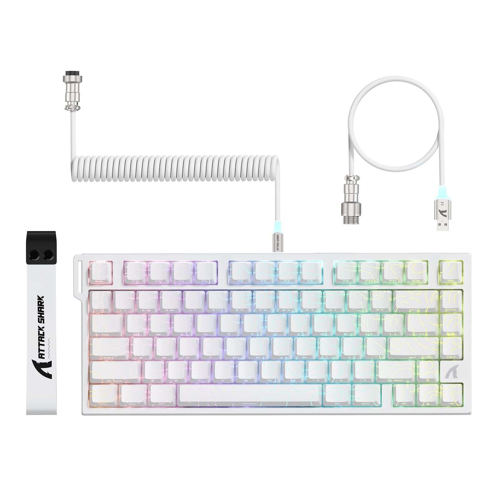 

ATTACK SHARK R82HE Ігрова Механічна Компактна Клавіатура 8000Hz RGB Підсвітка USB з Магнітним 80 Подвійним PBT Регульованим DKS Англійська Розкладка білий