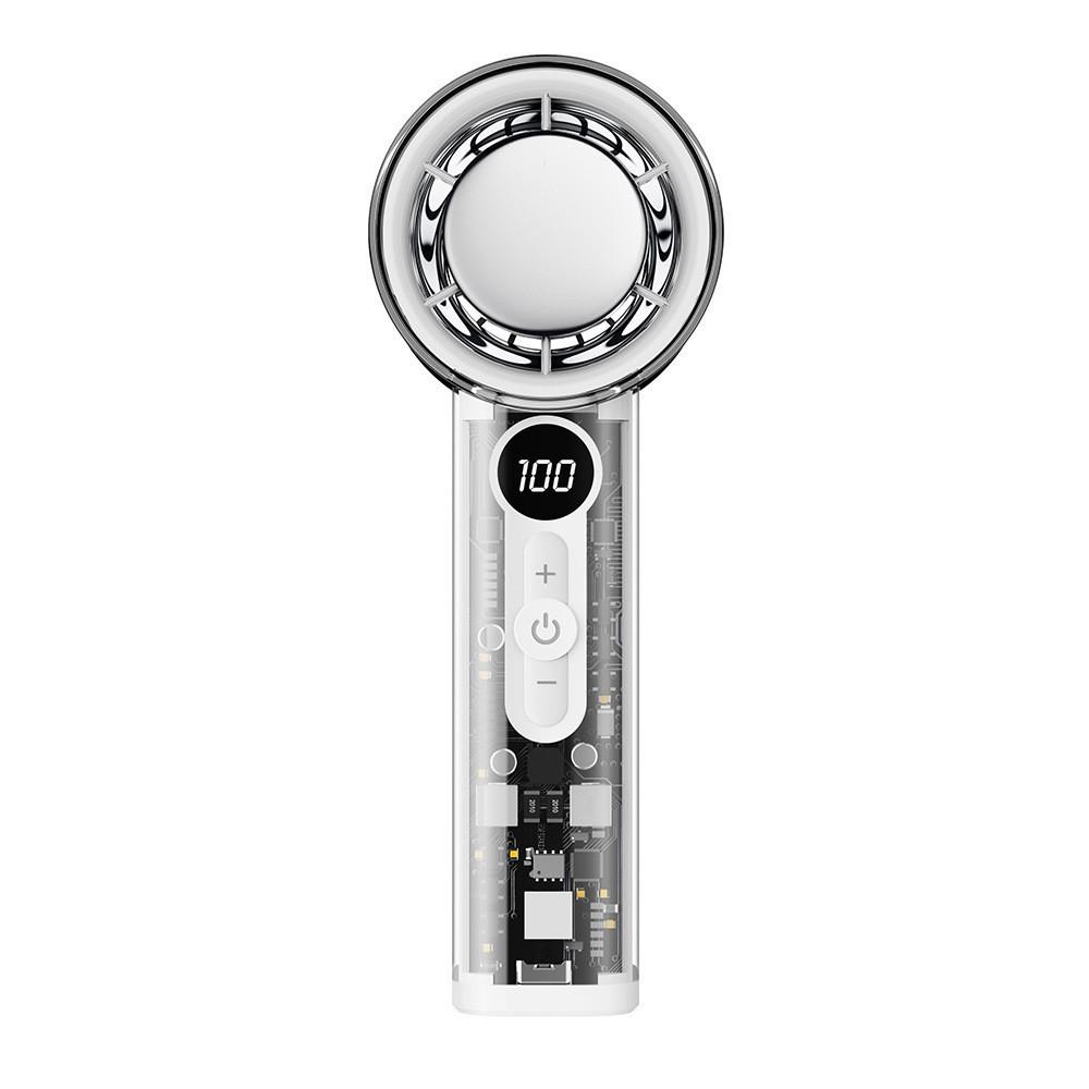 USB Rechargeable Handheld Fan Transparent Ice Cooling Powerful Breeze Portable Mini Fan Summer Cooling Gadget