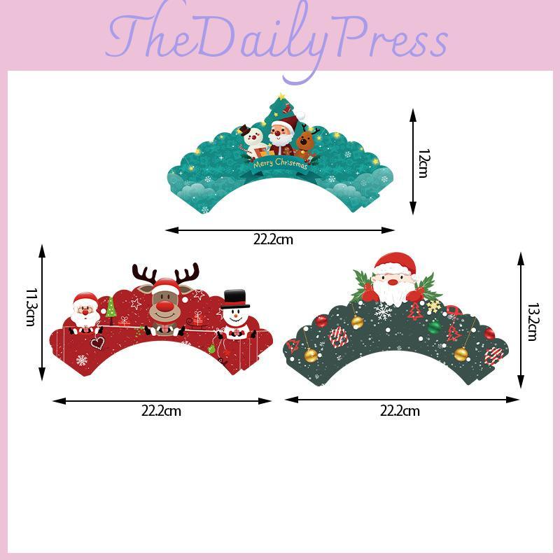 Cake Decoration Christmas Paper Flags Cards For Festive Party Celebration Prop