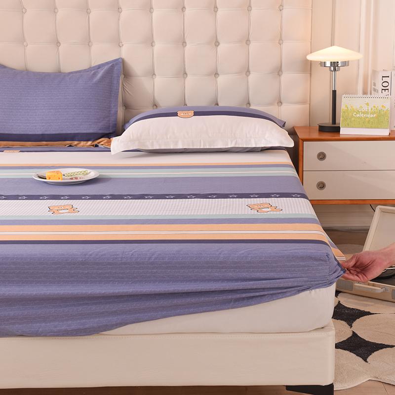 Cartoon Mattress Cover with Elastic Band Fitted Sheet Home Full Size Single Double Linen Bed Bedding (Without Pillowcase)