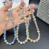 Luxury Sparkle Crystal Tassel Star Clear Beads Hand Chain Wrist Short Lanyard With Clip Mobile Phone Case Keychain Pendant Chain