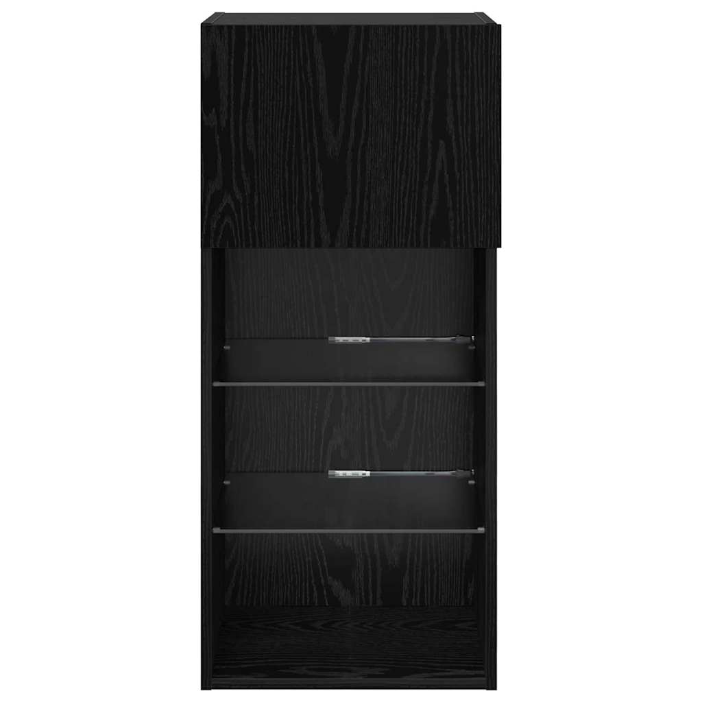 Wall Mounted TV Cabinet Black Oak Effect Particleboard