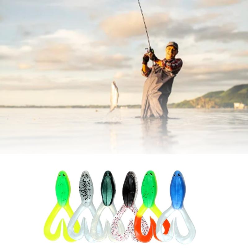 2PCS Soft Silicone Fishing Lures Artificial Swimbait Twin Tail Floating Frogs Lures for Outdoor Fishing Easy to Use