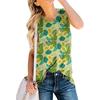 Damen Rundhals Lässig Ärmellos X Hawaiianisch Bedrucktes Westen-T-Shirt Top