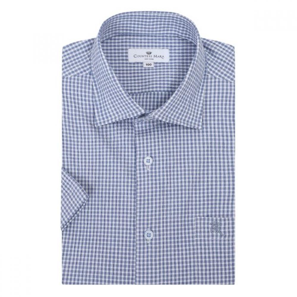 Countess Mara Short Sleeve Shirt Linen Seersucker Navy Cdcz2c6408n0 95