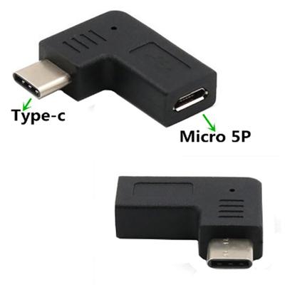 90-Grad-USB-Eingang Typ C-Ausgangsadapter Buchse auf Stecker-Anschlusskonverter unterstützt Aufladen und Datenübertragung
