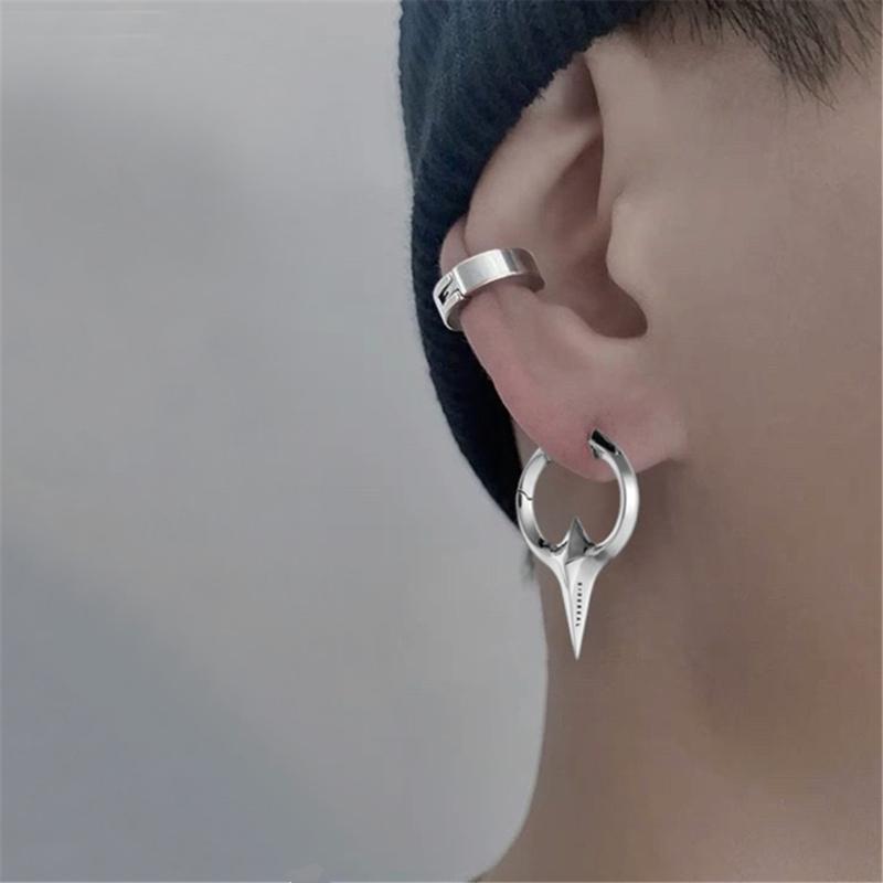 Punk Rock Men Women Taper Spikes Rivet Huggie Hoop Earrings Gold Silver Color Small Geometry Ear Hoop Jewelry Accessory