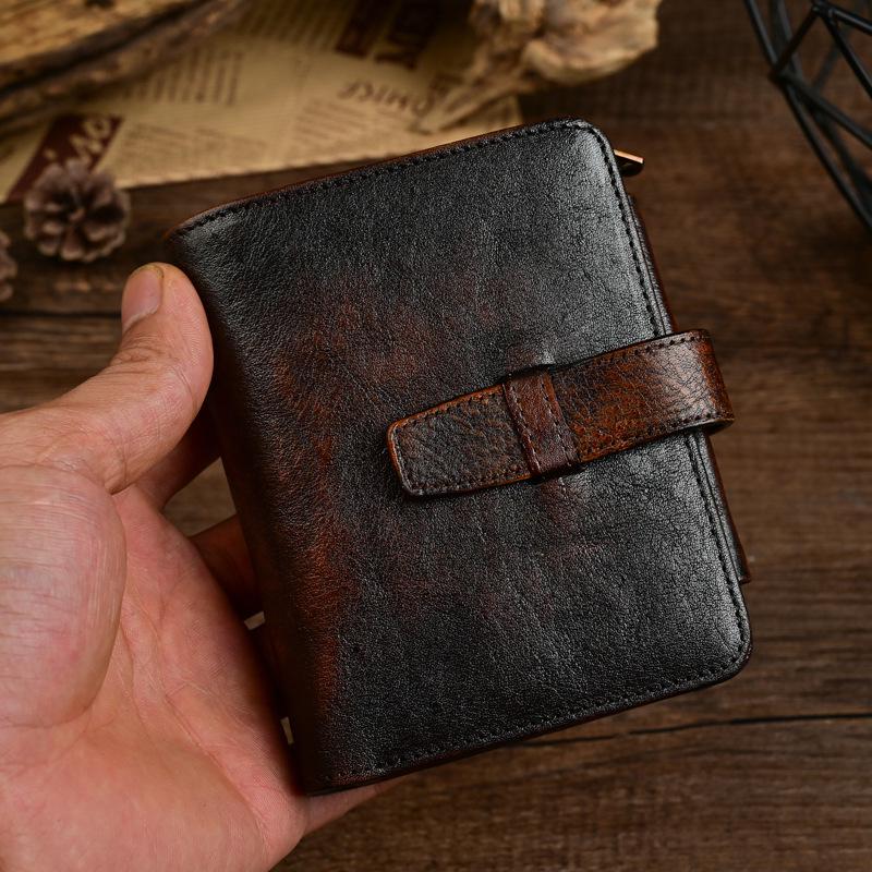 Portofel scurt retro pentru bărbați din piele naturală - stil european și american