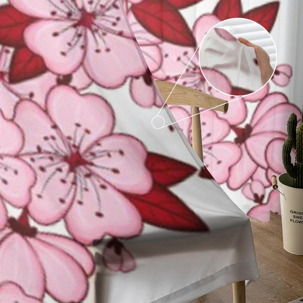 Tende trasparenti in tulle rosa floreale per soggiorno e camera da letto, moderne tende in organza e voile di chiffon, tende decorative.