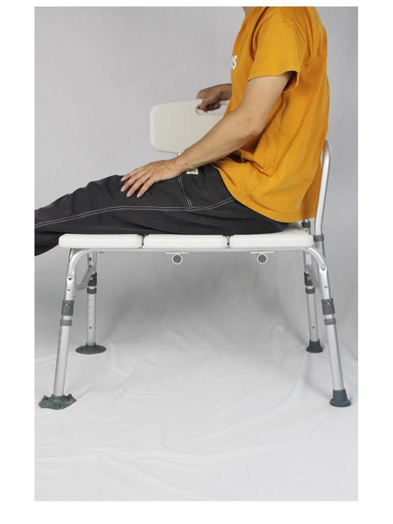 Elderly & Pregnant Shower Chair with Handrail: Adjustable Height, Long Seat for Bathtub Use