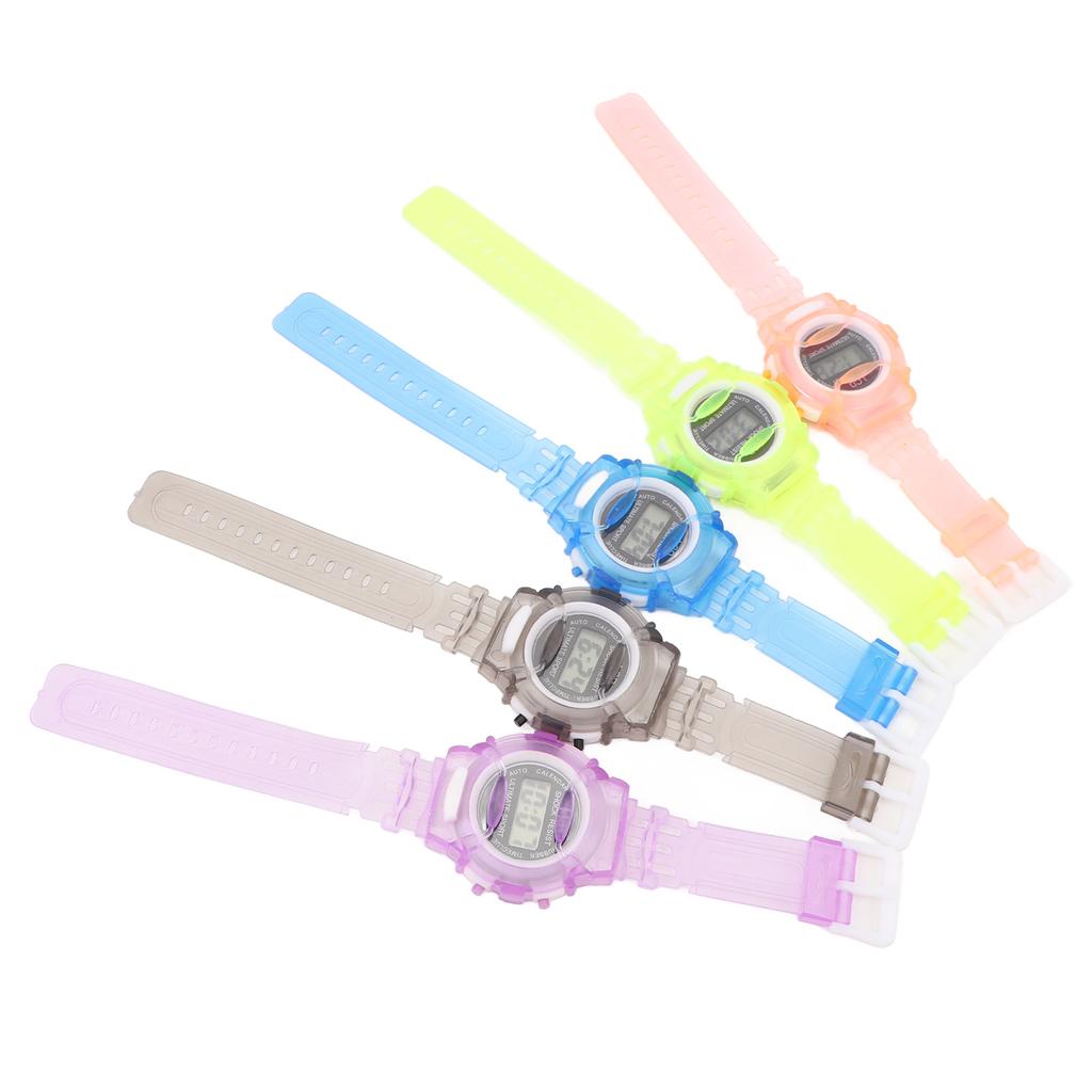5pcs Montre de Sport Digitale pour Enfants Affichage Calendrier Résistante aux Chocs Heure Précise Montres-Bracelets Électroniques pour Garçons et Filles
