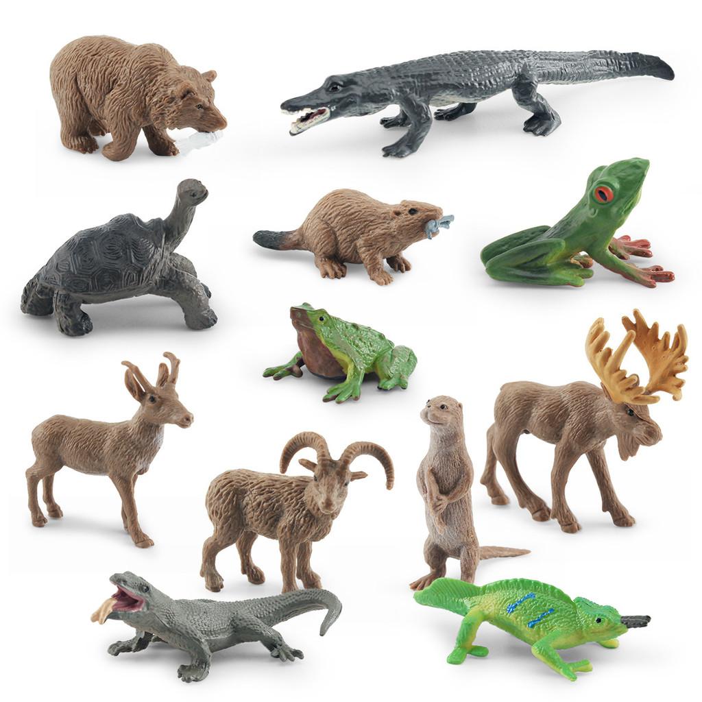 Realistic Forest Animal Figurines Including Reindeer Grizzly Bear And North American Bison Models For Home Decor
