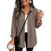 Women's Fashion Loose Fit Button Front Long Sleeve Cardigan Shirt Top for Everyday Wear