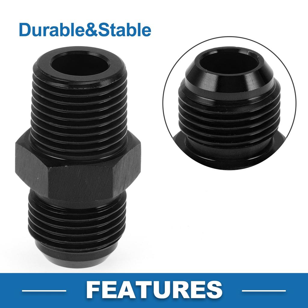 A ABSOPRO Female Flare Reducer Hose Fitting Adapter TF AN10 1/2 NPT Fuel Line Connector Aluminum Black