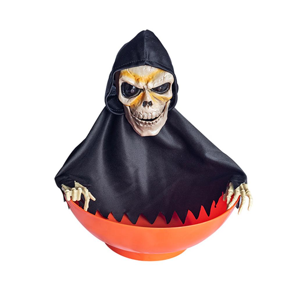 Halloween Dekoration Elektrische Frucht Süßigkeiten Schüssel Beleuchtet Sensorisch Schwingend und Sprechend Elektrisches Skelett Spielzeug