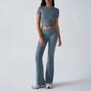 Women's Short Sleeve Flare Leg Tracksuit Set Multi Color Casual Outfit