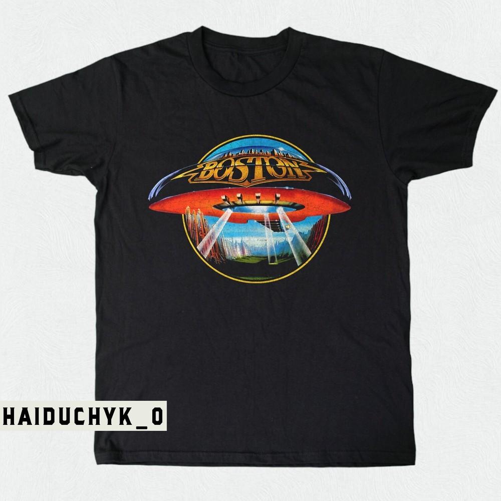 Boston tee Hard rock band Unisex Black T-shirt Size S-5XL Unisex T-Shirt XXL
