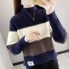 Women's Half Turtleneck Sweater Fall Winter Loose Knit Sweater Top Pullover Knit Jumper Color-blocked Plaid Knitwear