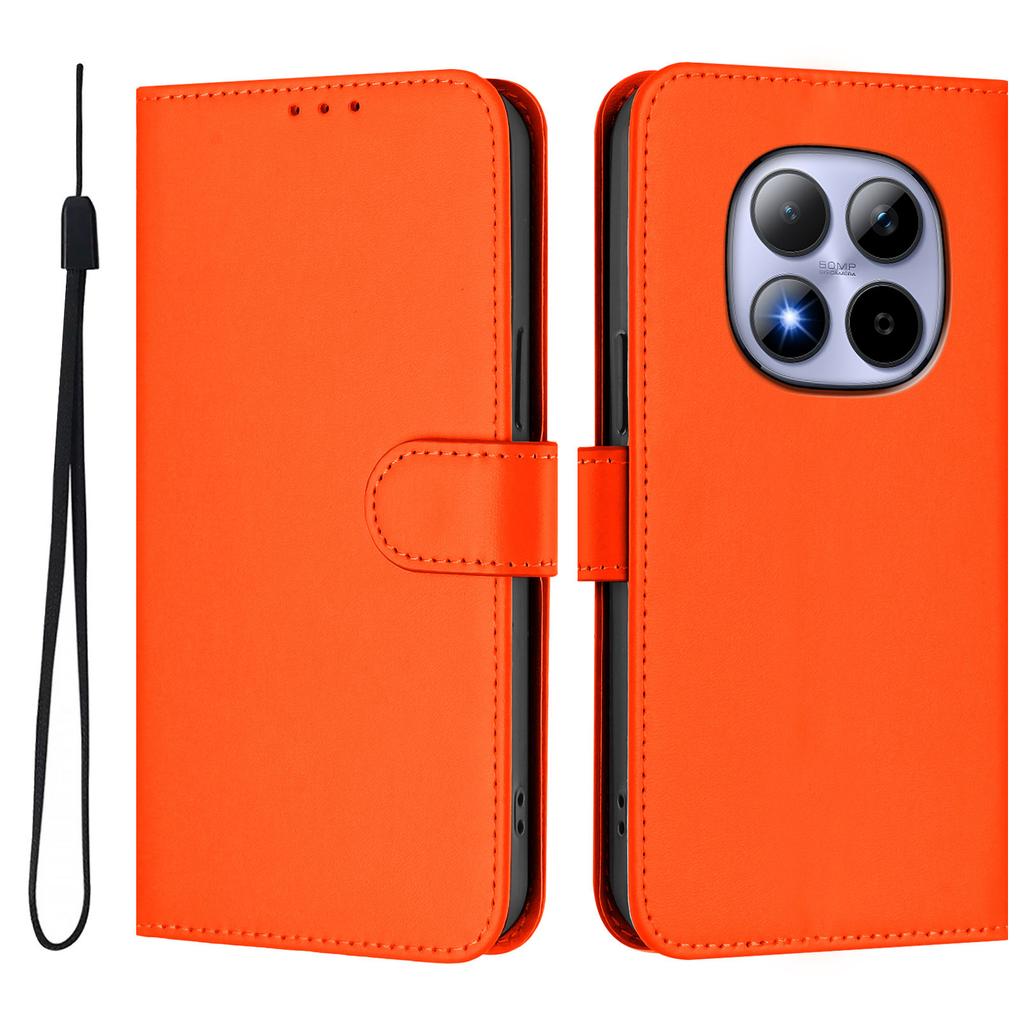 For Xiaomi Redmi Note 15 Pro 5G Case Solid Color Wallet Leather Phone Cover with Strap