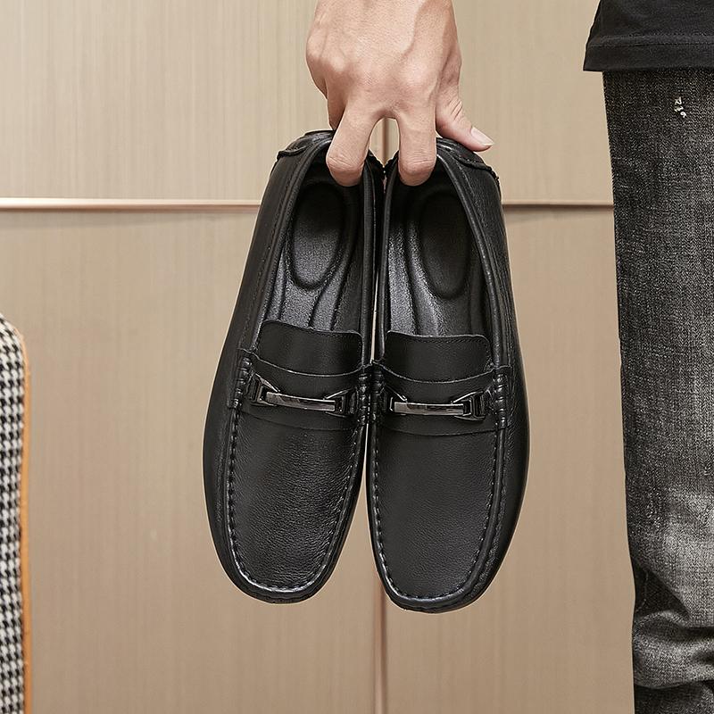 Fashion Genuine Leather Men's Shoes Simple Summer Man Loafers Wedding Dress Driving Moccasins Casual Footwear Ultra-light Slip on Shoes