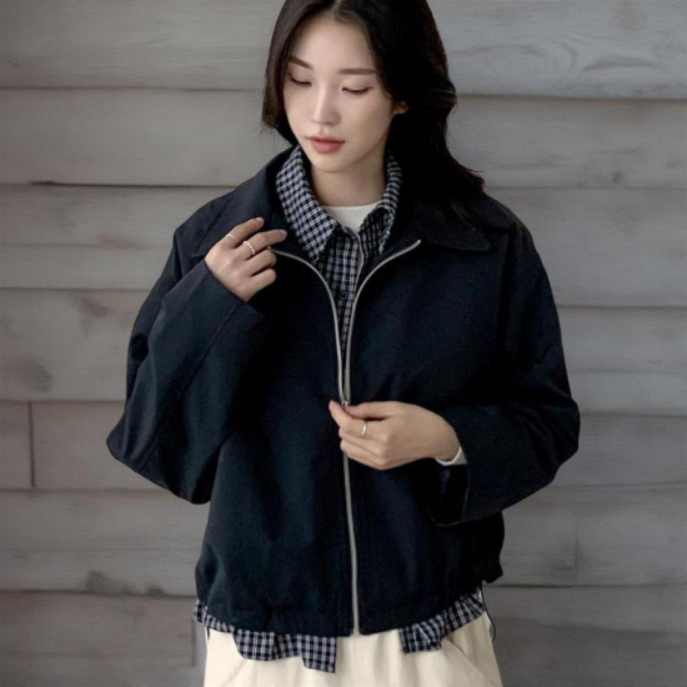 New ArrivalS Open Run Women S Check Layered Collar Zip Up blouSon