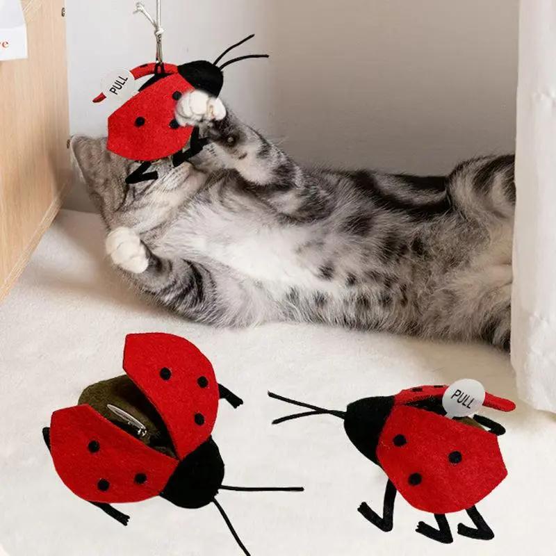 Cat Teaser Stick Interactive Funny Insect Kitten Toy Self High Cat Playing Speaky Teaser Wand Toy Replaceable Head Cat Supplies