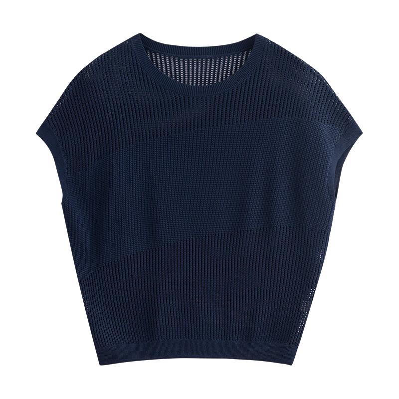 Chuyu Women's Loose-Fit Imitation Linen Sheer Knit Short Sleeve Top