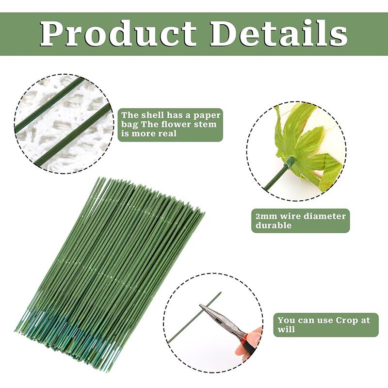 100 Pcs Artificial Flower Stem Plastic Flower Stem Hydrangea Rose Flower Head Stick Rod For Diy Wedding Decor Craft Accessory