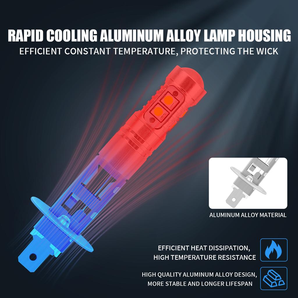 2PCS Car Fog Light H1 LED with Lens H3 LED Fog Running Light Bulb Super Bright LED Auto Lamp White Ice Blue No Adapter Required