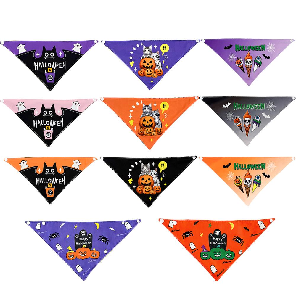 Halloween Pet Scarf Cats & Dogs Halloween Triangular Bib Various Styles, Golden Retriever Labrador Bulldog