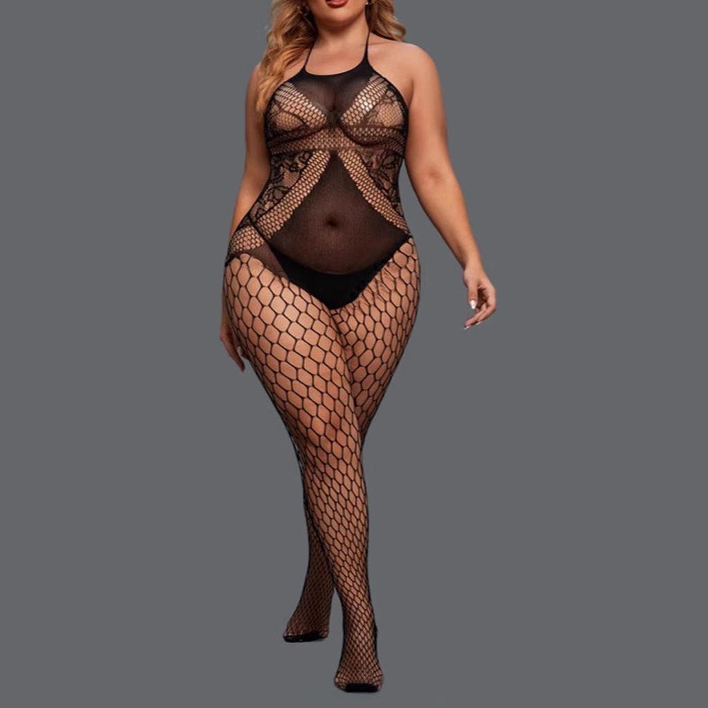 Bodysuit Suspender Hollow Out Plus Size Women's Clothing Open Cut Thin Style Perspective Sexy Shoppings  Sexy Clothes Woman