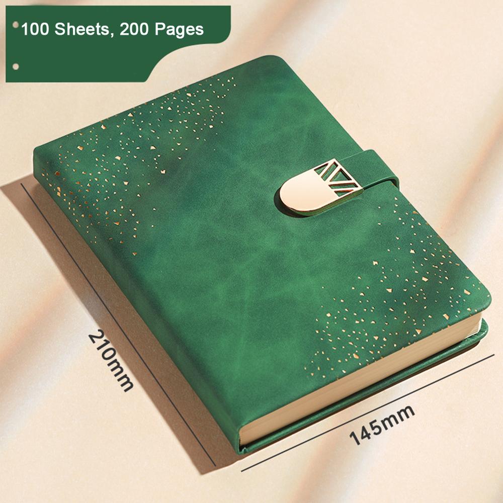 (Istnieje możliwość wygrawerowania logo) Notatnik biznesowy A5 z okładką w gwiazdy, zeszyt przedmiotowy dla studenta, skórzany notatnik, pamiętnik z klamrą