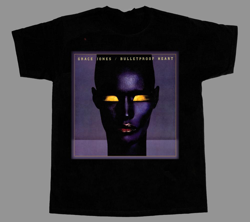 Редкая футболка Grace Jones Bulletproof Heart Черная Все размеры Унисекс Футболка QA070 Унисекс Футболка XXL