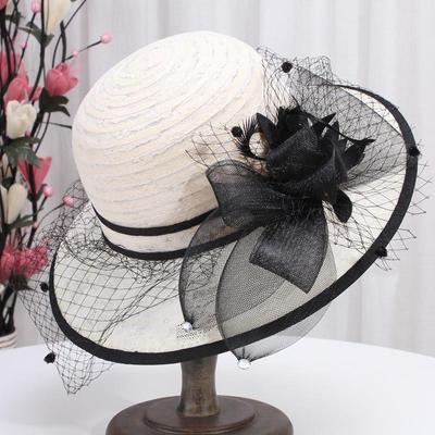 Vintage Sommer Sonnenhut mit Schleife - Modisches Spitzen- & Mesh-Design, UV-Schutz, Perfekt für Damen-Outdoor-Aktivitäten