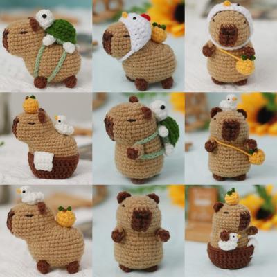 Beginner Crochet Stuffed Animal Kit with Crochet Hooks Yarn Set Kit Cute Capybara DIY Crochet Kit