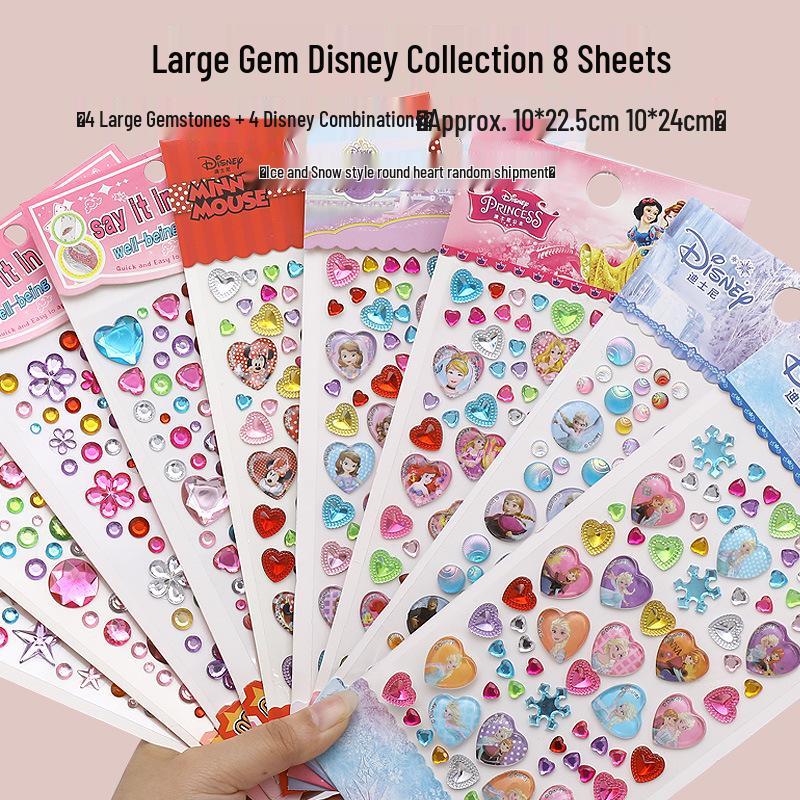 DIY Crystal Gem Stickers for Kids' Jewelry Boxes (Ages 3-6) - Self-Adhesive PVC Decorations